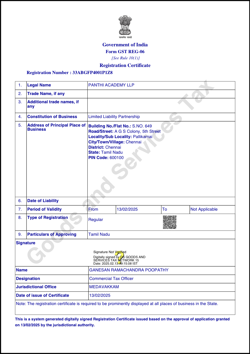 GST Registration Certificate
