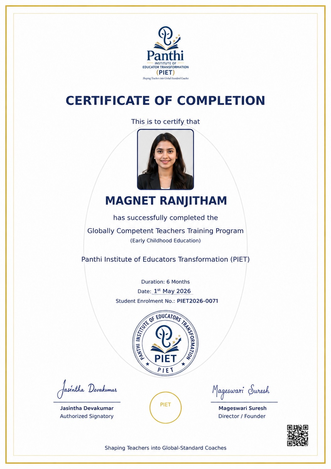 PIET Certificate