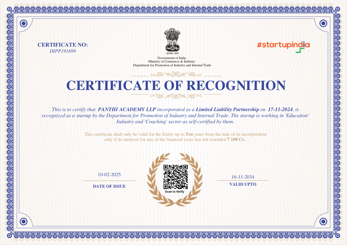 Startup India Certificate